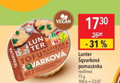 Škvarková rostlinná pomazánka Lunter