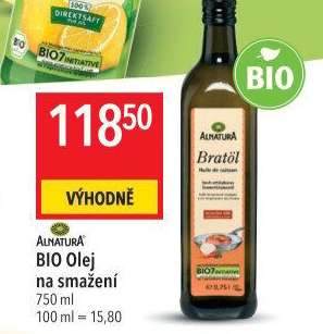 Slunečnicový olej na smažení bio Alnatura