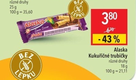 Trubičky bez lepku Alaska