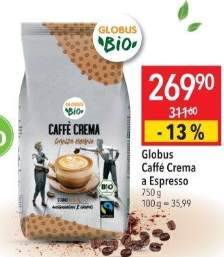 Zrnková káva Caffé Crema Bio Globus