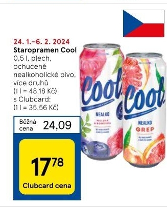 Nealkoholické pivo ochucené Staropramen Cool