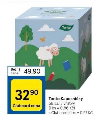 Papírové kapesníčky 3vrstvé Tento - box