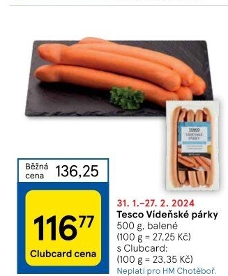 Párky vídeňské Tesco
