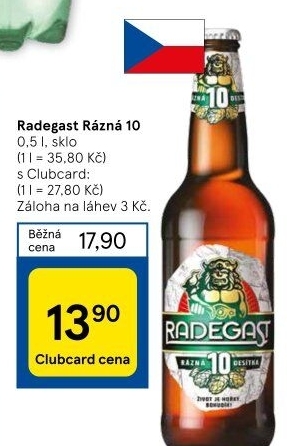 Pivo světlé výčepní Rázná 10° Radegast