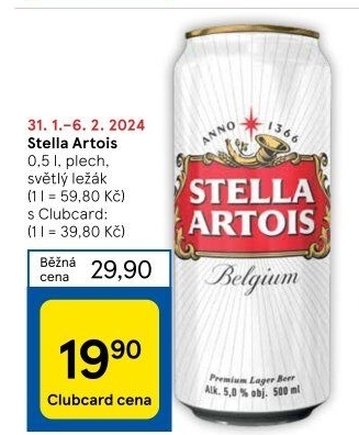 Pivo světlý ležák Stella Artois