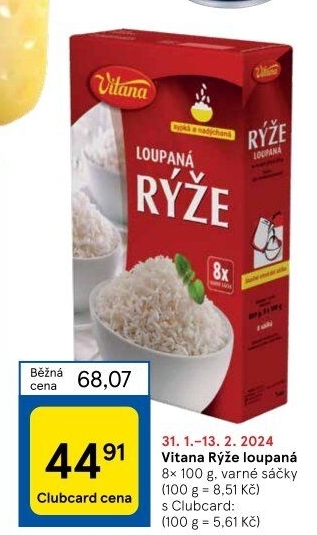Rýže loupaná dlouhozrnná Vitana