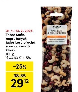 Směs kešu a brusinek Tesco