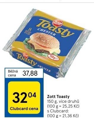 Sýr tavený plátky Toasty Zott