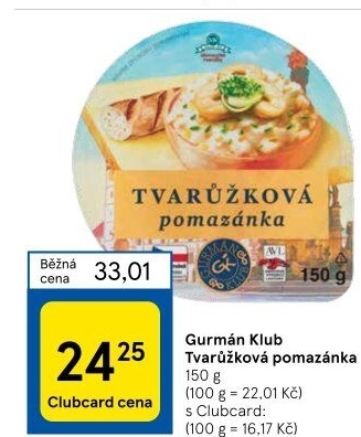 Tvarůžková pomazánka Gurmán klub
