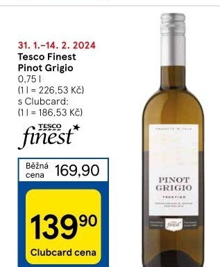 Víno Pinot Grigio Tesco Finest