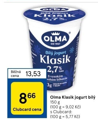 Bílý jogurt Klasik Olma