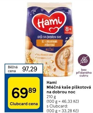 Kaše mléčná piškotová Hami