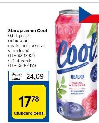 Nealkoholické pivo ochucené Staropramen Cool