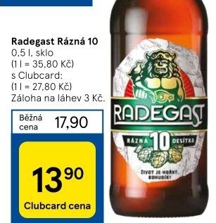 Pivo světlé výčepní Rázná 10° Radegast