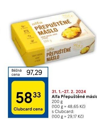 Přepuštěné máslo Alfa
