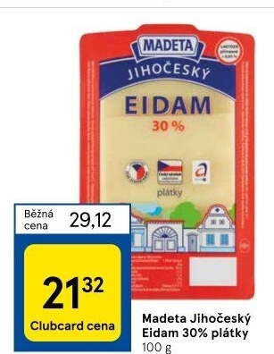 Sýr Eidam Jihočeský 30% Madeta