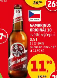 Pivo světlé výčepní Originál 10° Gambrinus