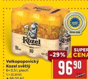 Pivo světlé výčepní 10°Velkopopovický Kozel