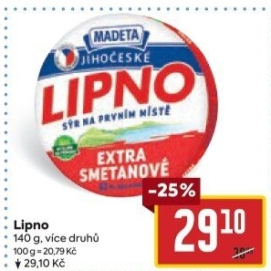 Tavený sýr Jihočeské Lipno Madeta