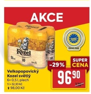 Pivo světlé výčepní 10°Velkopopovický Kozel