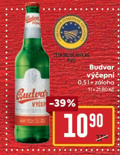 Pivo světlé výčepní Budweiser Budvar