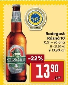 Pivo světlé výčepní Rázná 10° Radegast