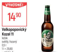 Pivo světlý ležák 11° Medium Velkopopovický Kozel