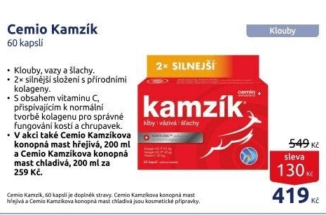 Doplněk stravy na vazy, klouby a šlachy 2x silnější Kamzík Cemio