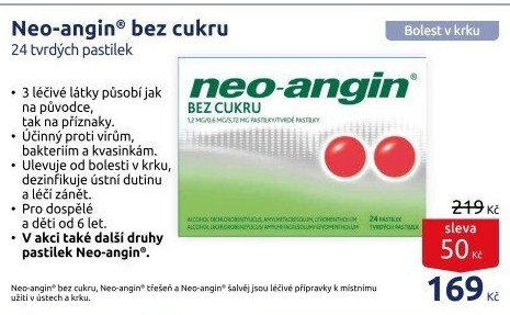 Pastilky proti bolesti v krku Neo Angin