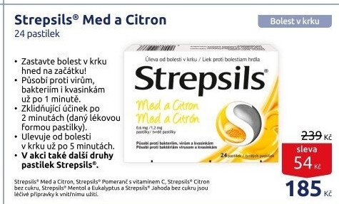 Pastilky proti bolesti v krku Strepsils