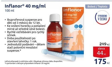 Sirup proti horečce a bolesti pro děti Inflanor
