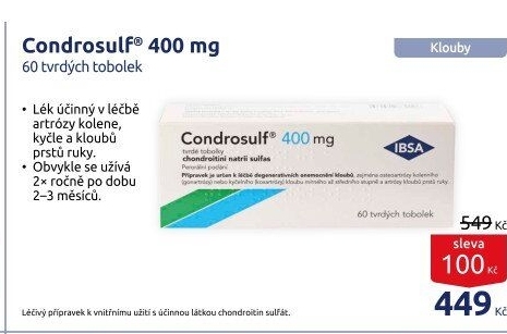 Tablety k léčbě artrózy Condrosulf 400 IBSA