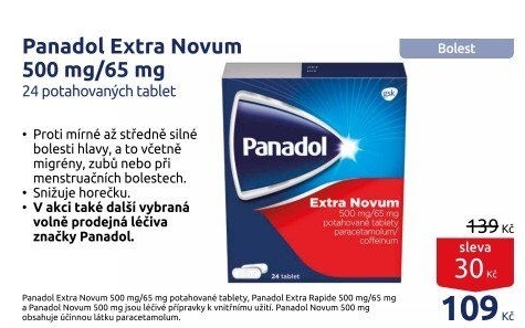 Tablety proti bolesti Extra Novum Panadol