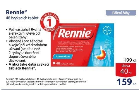 Žvýkací tablety proti pálení žáhy Rennie