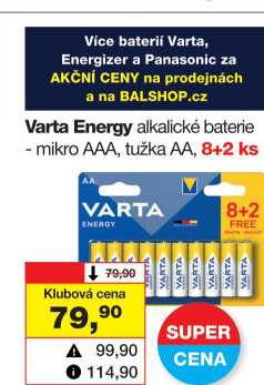 Baterie alkalické Energy Varta