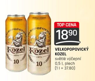 Pivo světlé výčepní 10°Velkopopovický Kozel