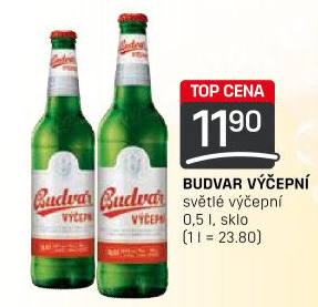 Pivo světlé výčepní Budweiser Budvar
