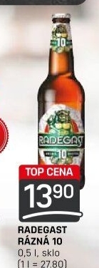 Pivo světlé výčepní Rázná 10° Radegast