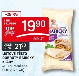 Těsto listové mražené Dobroty babičky Kláry