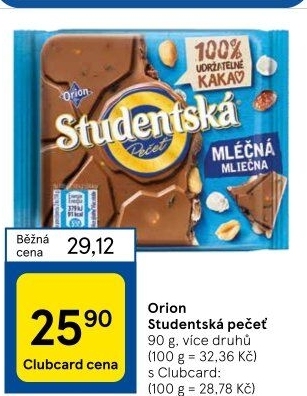Čokoláda Studentská pečeť Orion