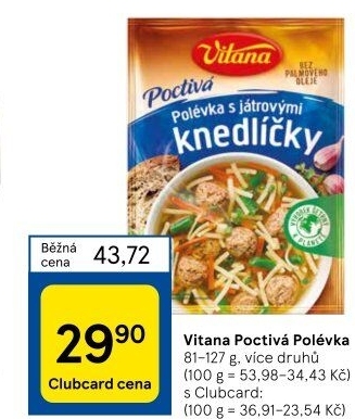 Instantní polévky Poctivá polévka Vitana