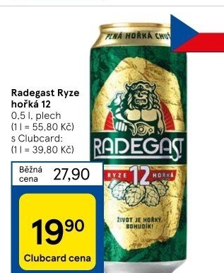 Pivo světlý ležák 12° Ryze hořká Radegast