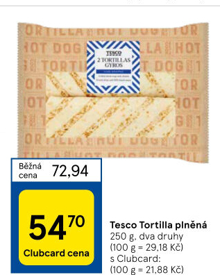 Plněná tortilla Tesco
