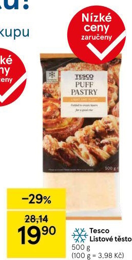 Těsto listové mražené Tesco