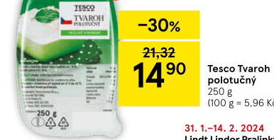 Tvaroh polotučný Tesco