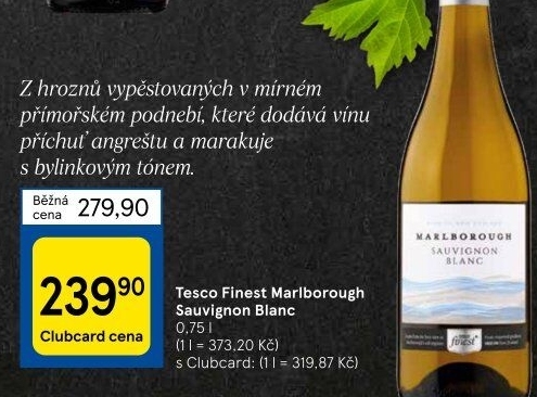 Víno Sauvignon Blanc Marlborough Tesco Finest