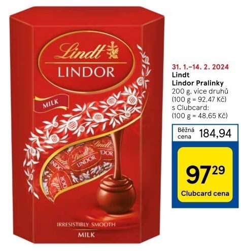 Bonboniéra Pralinky Lindor Lindt