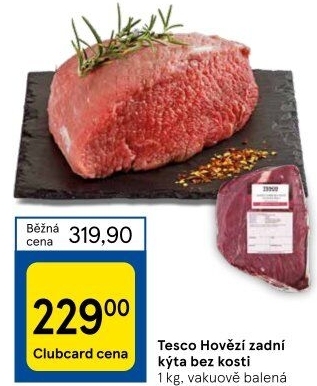 Hovězí kýta zadní bez kosti Tesco