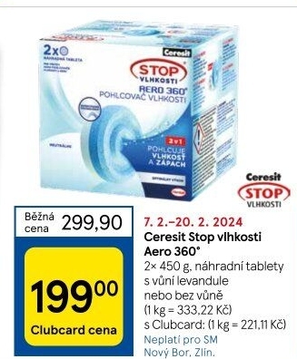 Pohlcovač vlhkosti Aero 360° Ceresit - náhradní tablety