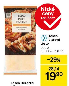 Těsto listové mražené Tesco